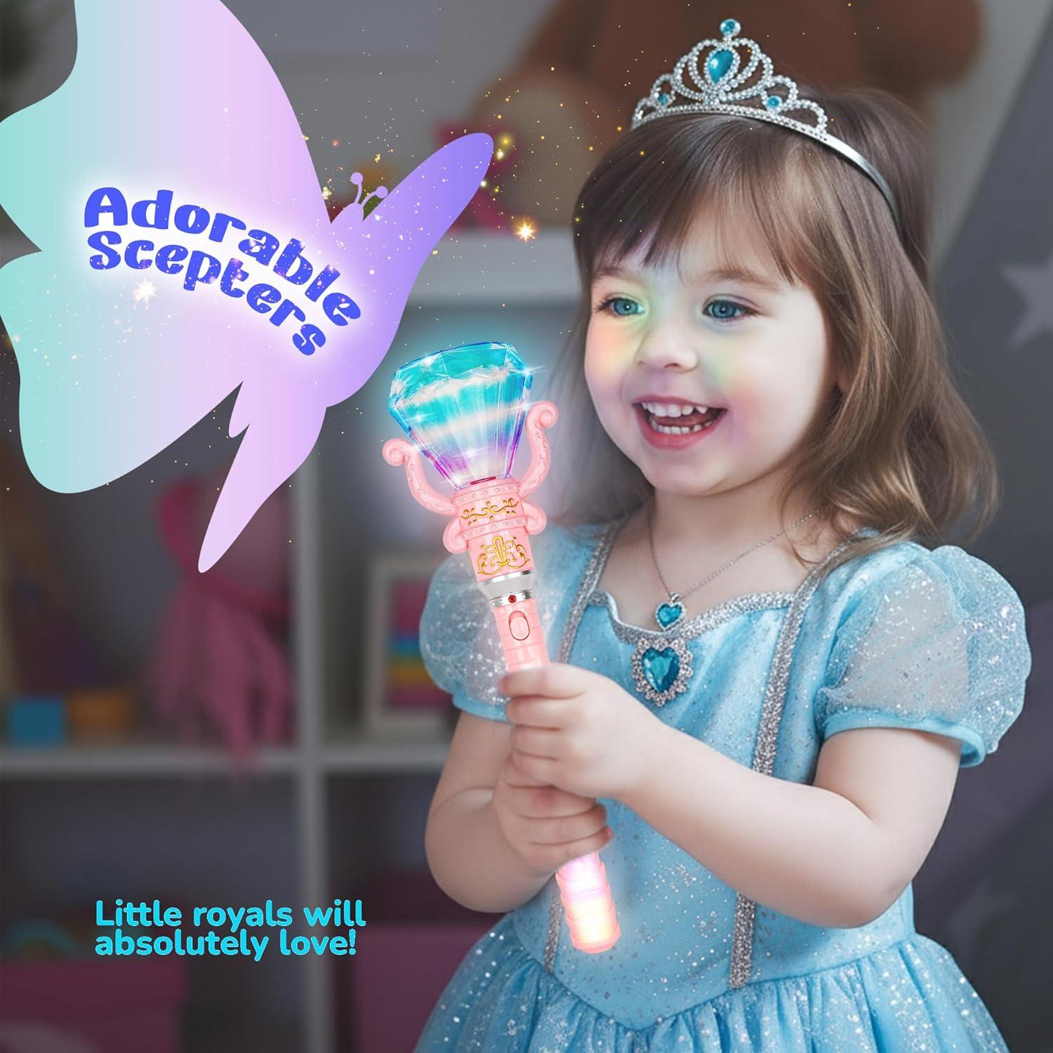 imageArtCreativity Light Up Spinning Diamond Princess Wand for Kids Fairy Wand with Spinning LEDs Batteries Included Light Up Wands for Girls and Boys Perfect Pretend Play Toys2 Pack