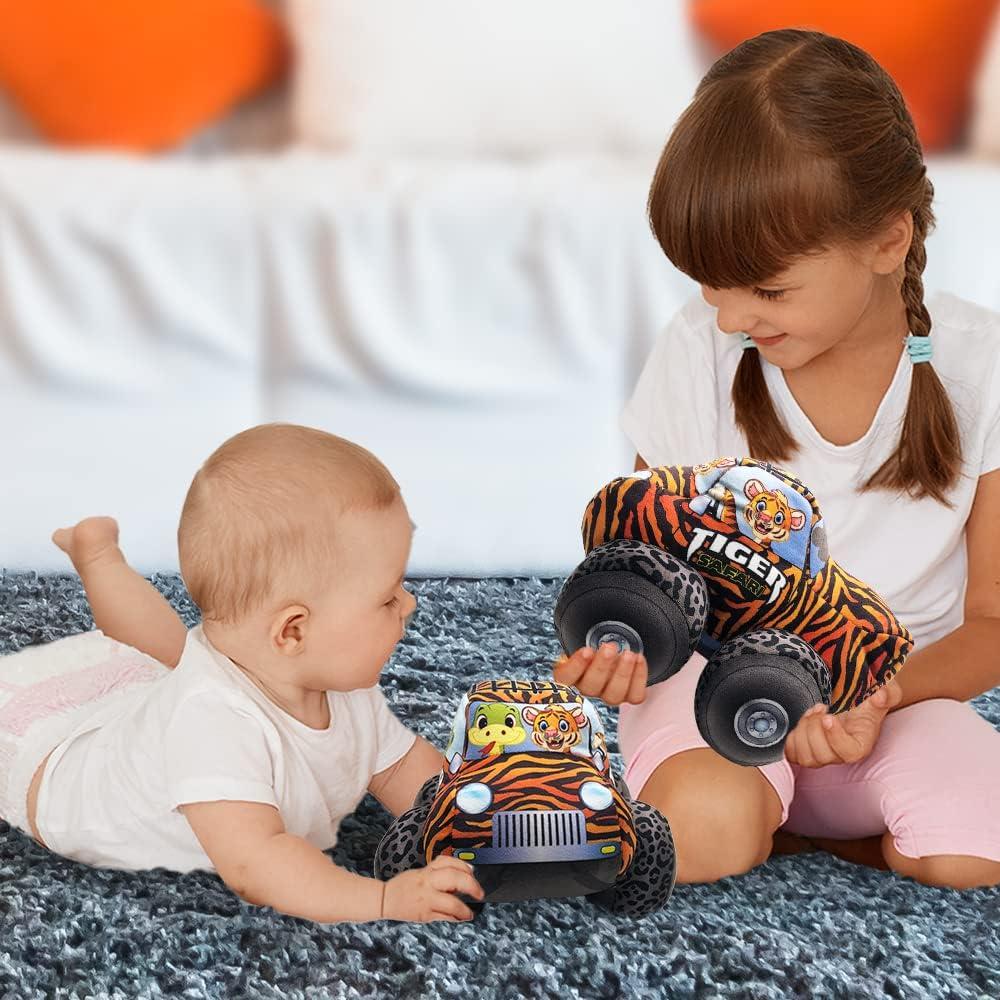 imageArtCreativity Safari Plush Monster Truck 8 Inch Big Monster Truck Stuffed Toy Cool AnimalThemed Design Soft Car Toys For Toddlers Car Stuffed Animal Cars Plush For Boys and Girls Great Gift Idea