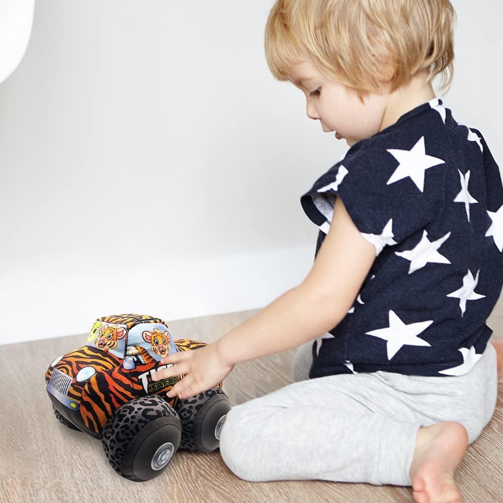 imageArtCreativity Safari Plush Monster Truck 8 Inch Big Monster Truck Stuffed Toy Cool AnimalThemed Design Soft Car Toys For Toddlers Car Stuffed Animal Cars Plush For Boys and Girls Great Gift Idea