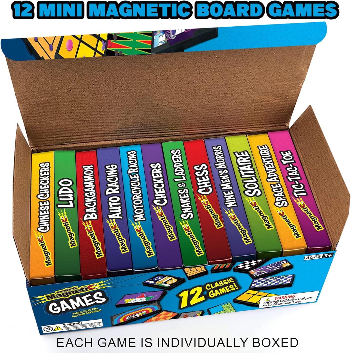 imageGamie Magnetic Board Travel Games for Kids Set Includes 12 Retro Fun Games 5quot Compact Design Individually Boxed Teaches Strategy ampamp Focus Great for Road TripTravelCamping Gift for Ages 6