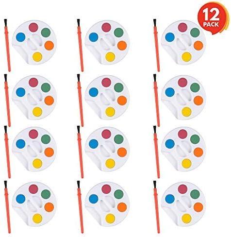 image24 Pack Mini Watercolor Paint Set 5 Color Mini Paint Palette Bulk Kit with Brushes Art Party Favors for Kids 35 Boys ampamp Girls Educational Party Supplies End of Year Gifts for Preschoolers12 Pack