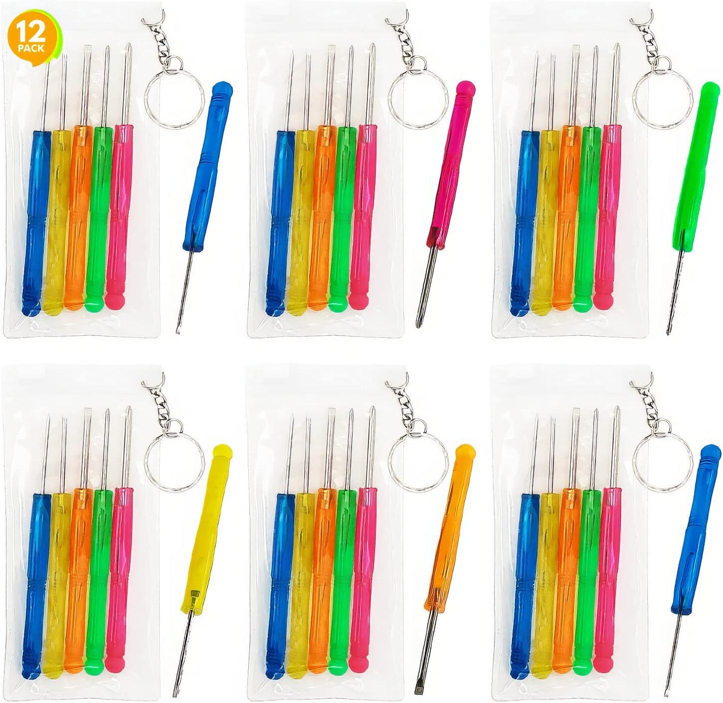 imageArtCreativity 5 PC Mini Screwdriver Keychain Set Pack of 12 Set Includes 5 Screw Drivers and Portable Pouch Cool Birthday Party Favors for Boys Girls Adults Goodie Bag Filler Fathers Day