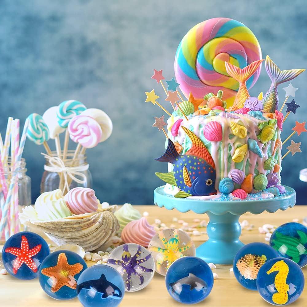 imageArtCreativity Aquatic High Bounce Balls Set of 12 Balls for Kids with 3D Sea Creatures Inside Outdoor Toys for Encouraging Active Play Aquatic Party Favors and Pinata Stuffers for Boys and GirlsAquatic Design