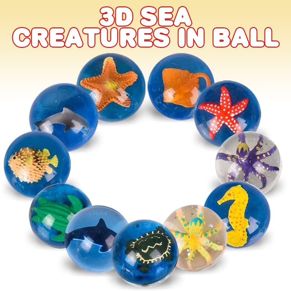 imageArtCreativity Aquatic High Bounce Balls Set of 12 Balls for Kids with 3D Sea Creatures Inside Outdoor Toys for Encouraging Active Play Aquatic Party Favors and Pinata Stuffers for Boys and GirlsAquatic Design