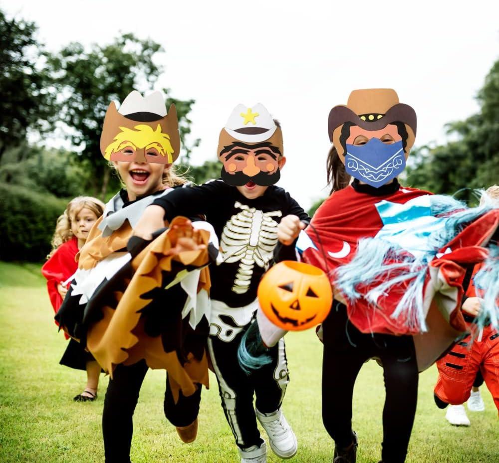 imageArtCreativity Cowboy Masks for Kids Set of 12 Kids Foam Face Masks with Elastic Bands in 4 Designs Cowboy Costume Accessories and Western Party Supplies Cowboy Toys for Boys and Girls