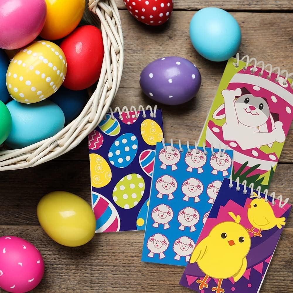 imageArtCreativity Easter Mini Notepads Set of 16 Spiral Bound Mini Notebook with Easter Designs Easter Basket Essentials Stuffers Goodie Bag Fillers and Classroom Prizes for Kids 35 x 225 Inches