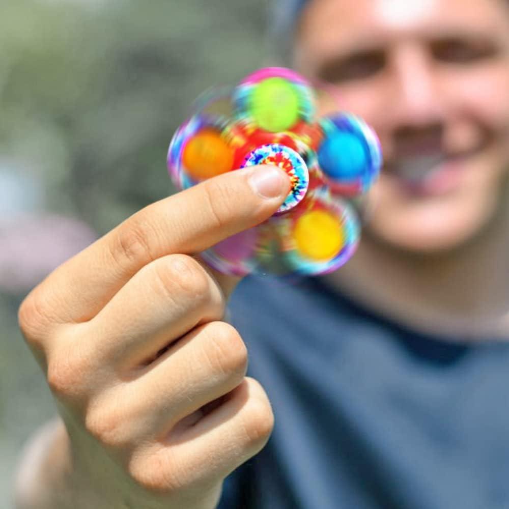 imageArtCreativity Pop it Fidget Spinners for Kids Set of 10 Fidget Spinner Pop Its 2 in 1 Spinner Fidget Toy Pack for Fun Stress Relief Great as Pop it Party Favors and Goody Bag Stuffers for Kids