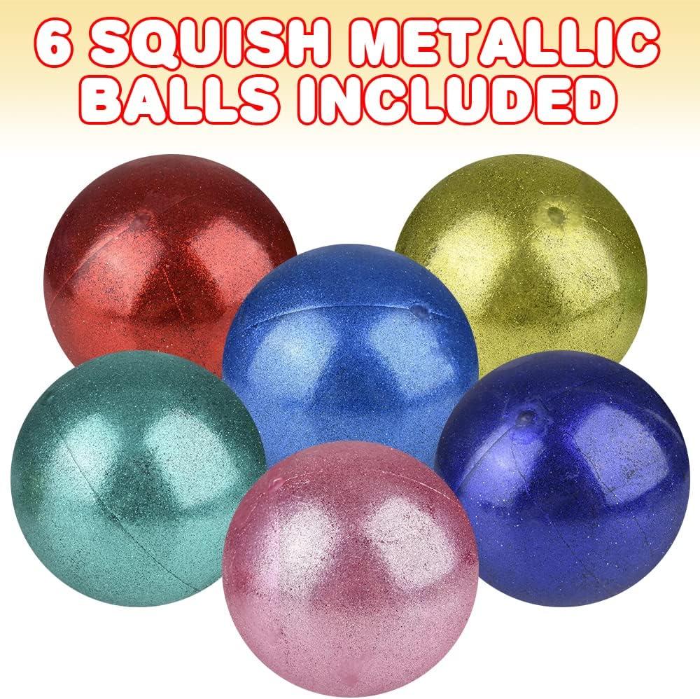 imageArtCreativity Squeezy Sticky Stress Balls Set of 6 Stress Relief Fidget Toys for Kids with a Metallic Design Anxiety Relief Toys in Assorted Colors Fidget Party Favors and Pinata Stuffers