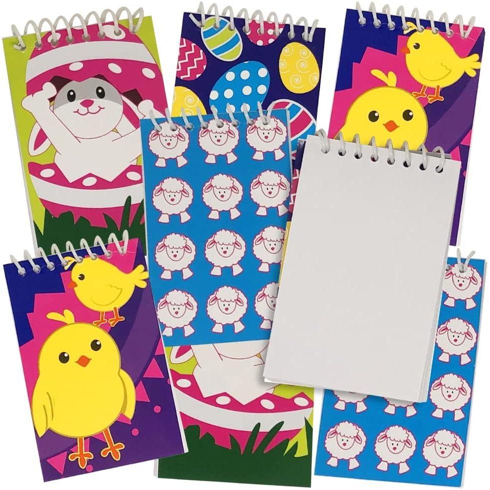 imageArtCreativity Easter Mini Notepads Set of 16 Spiral Bound Mini Notebook with Easter Designs Easter Basket Essentials Stuffers Goodie Bag Fillers and Classroom Prizes for Kids 35 x 225 Inches