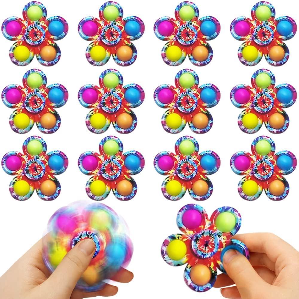 imageArtCreativity Pop it Fidget Spinners for Kids Set of 10 Fidget Spinner Pop Its 2 in 1 Spinner Fidget Toy Pack for Fun Stress Relief Great as Pop it Party Favors and Goody Bag Stuffers for Kids