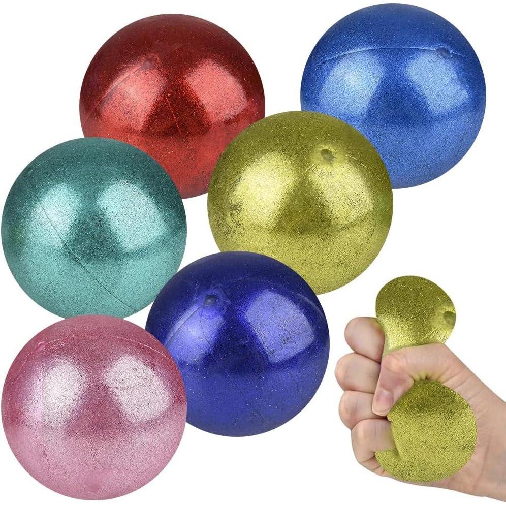 imageArtCreativity Squeezy Sticky Stress Balls Set of 6 Stress Relief Fidget Toys for Kids with a Metallic Design Anxiety Relief Toys in Assorted Colors Fidget Party Favors and Pinata Stuffers