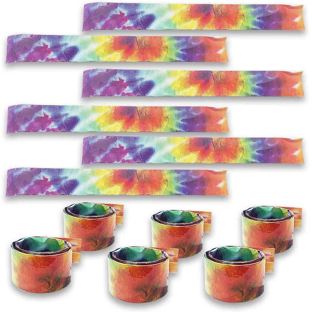 imageArtCreativity Tie Dye Slap Bracelets for Kids Set of 6 Colorful Wristbands for Boys and Girls Fun Birthday Party Favors for Children Goodie Bag Fillers Carnival Prize