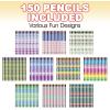 ArtCreativity 150 PC Pencil Assortment for Kids, Fun Assorted Number 2 Pencils, Bulk Wooden Writing Pencils with Erasers, Teacher Supplies for Classroom, Student Reward, Stationery Party Favors(150)