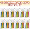 ArtCreativity 5 PC Mini Screwdriver Keychain Set, Pack of 12, Set Includes 5 Screw Drivers and Portable Pouch, Cool Birthday Party Favors for Boys, Girls, Adults, Goodie Bag Filler, Father’s Day