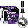 ArtCreativity Disco Ball with Rotating Motor – 4” Hanging Mirror Ball & 6.5” Battery Powered Motor, Smooth Spinning Party Decor for 70s 80s 90s Theme, DJ Club, Weddings, Birthdays, Events