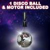 ArtCreativity Disco Ball with Rotating Motor – 4” Hanging Mirror Ball & 6.5” Battery Powered Motor, Smooth Spinning Party Decor for 70s 80s 90s Theme, DJ Club, Weddings, Birthdays, Events