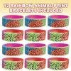 ArtCreativity Rainbow Animal Print Rubber Bracelets, Set of 12, Colorful Stretchy Rubber Wristbands for Boys and Girls, Fun Birthday Party Favors for Children, Goodie Bag Fillers, Carnival Prize