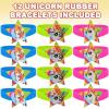 ArtCreativity Unicorn Rubber Bracelets, Set of 12, Colorful Stretchy Rubber Wristbands for Boys and Girls, Fun Unicorn Birthday Party Favors for Children, Goodie Bag Fillers, Carnival Prize