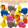 ArtCreativity Vinyl Zoo Animals, Pack of 12 Assorted Squeezable Toys, Safari Birthday Party Favors for Kids, Fun Bath Tub and Pool Toys for Children, Educational Learning Aids for Boys and Girls