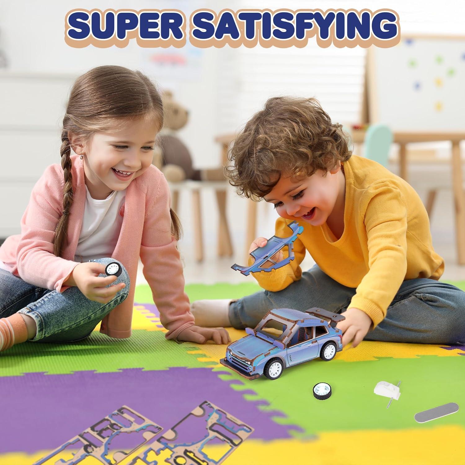 imageArtCreativity 3D Puzzle Car Toy Ambulance Wooden Car Building Kit for Kids STEM Wood Building Kit with Pullback Mechanism Wooden Puzzle Model Car Kit STEM Projects for TeensCar