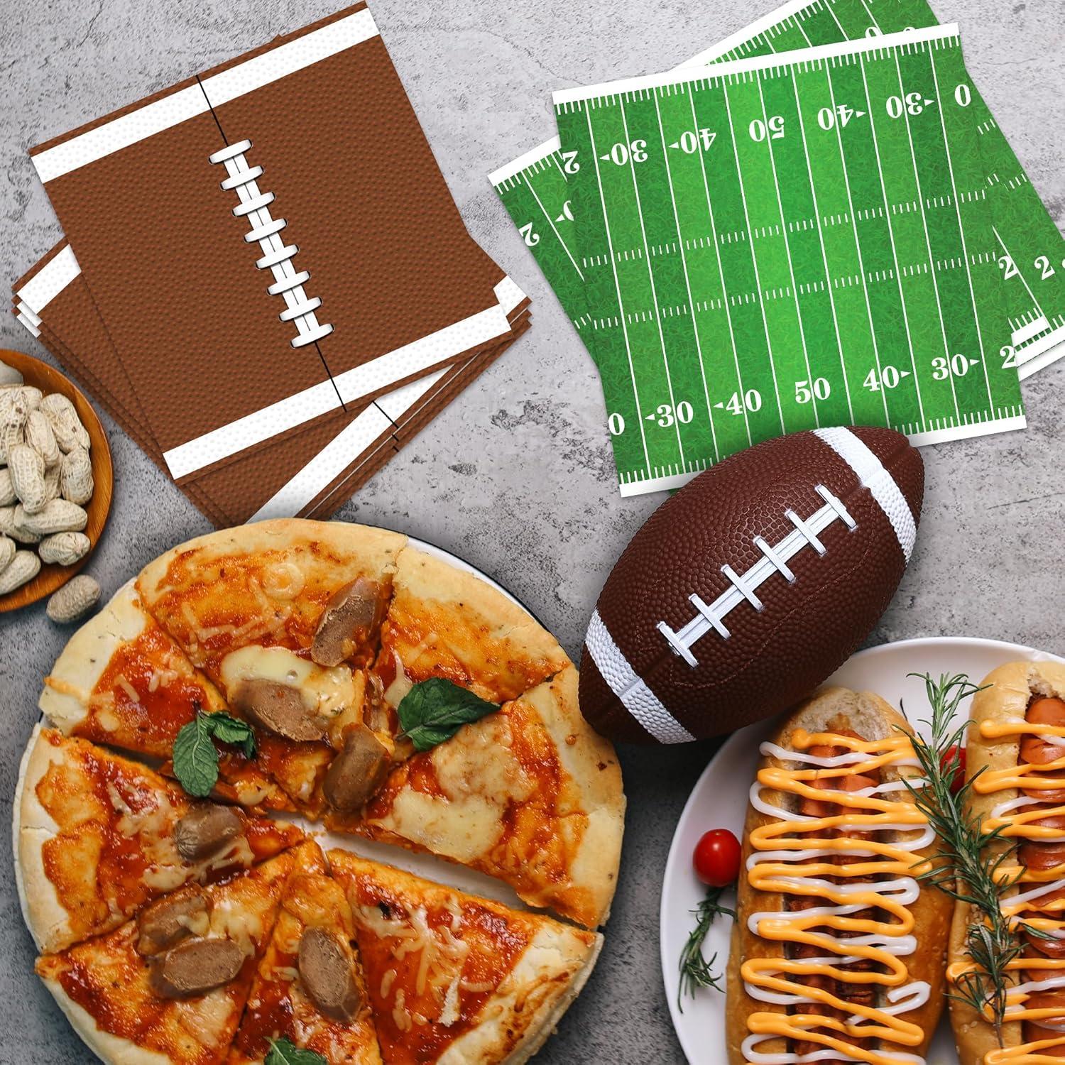 imageArtCreativity 80 Pack Football Field Napkins Set of 80 Football Napkin Party Decor Supplies Sports Football Napkins for Parties and Tailgates Game Day Football Party Decorations 5quot x 5quot