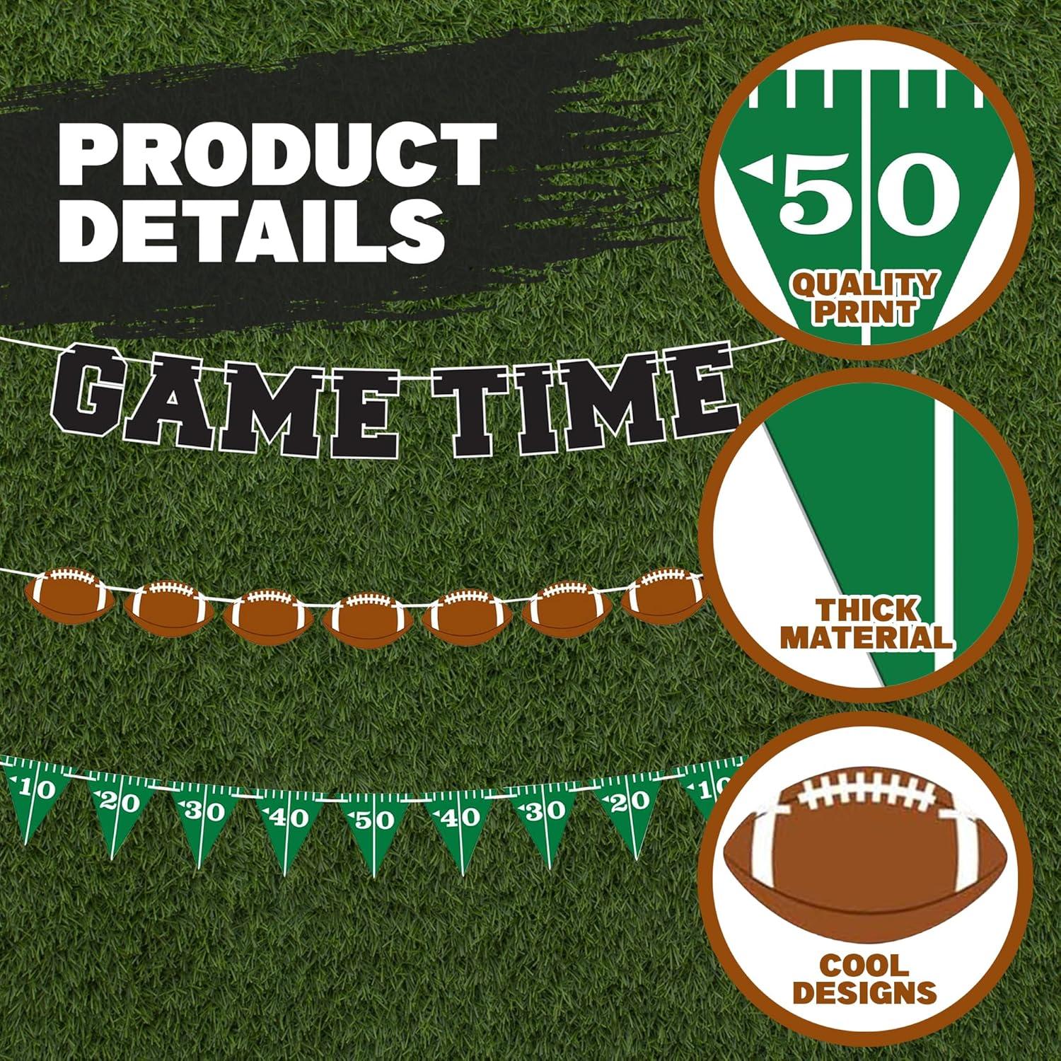 imageArtCreativity Game Time Football Banner Decoration Set of 3 Customizable Football Theme Pennant Flags Banner for Sports Tailgate Party Supplies Sports Wall Party Supplies and Decor