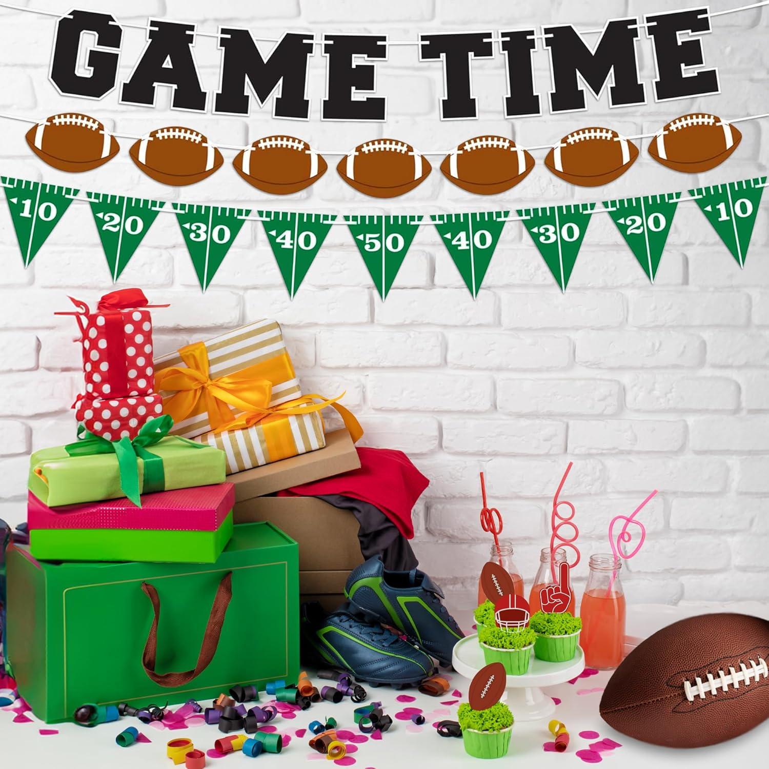 imageArtCreativity Game Time Football Banner Decoration Set of 3 Customizable Football Theme Pennant Flags Banner for Sports Tailgate Party Supplies Sports Wall Party Supplies and Decor