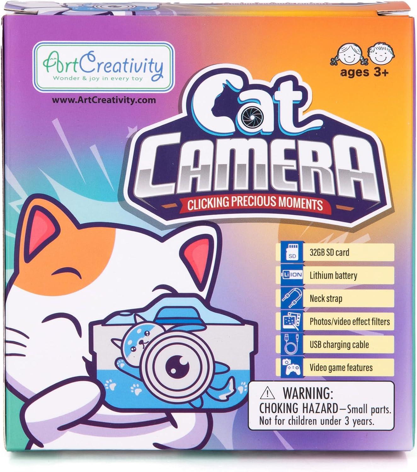 imageArtCreativity Kids Digital Cat Camera for Girls and Boys Cute Toddler Camera with 32GB SD Card Silicone Cat Case Neck Strap ampamp USB Cable High Resolution Digital Camera for Kids 1 2 3 4 5 6