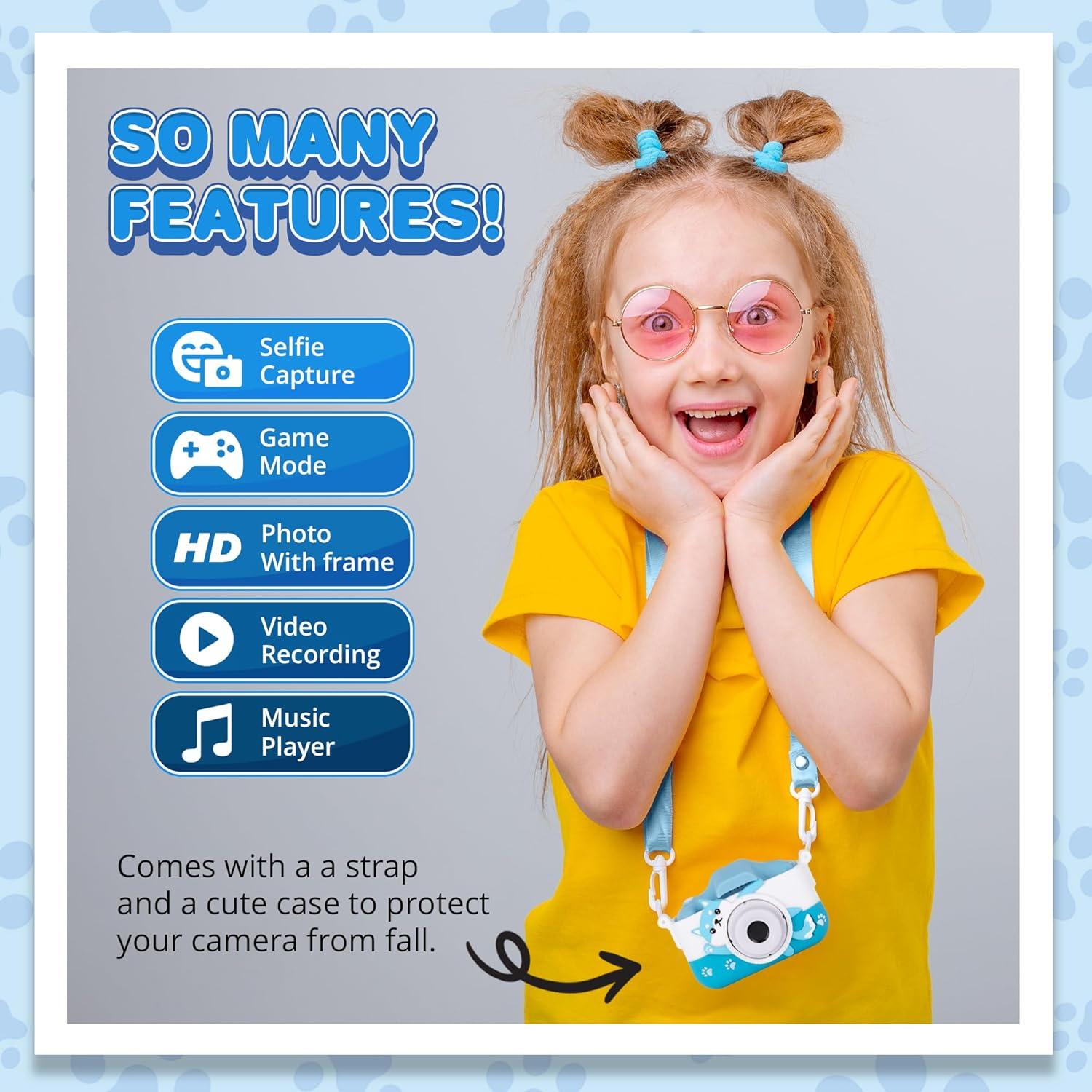 imageArtCreativity Kids Digital Cat Camera for Girls and Boys Cute Toddler Camera with 32GB SD Card Silicone Cat Case Neck Strap ampamp USB Cable High Resolution Digital Camera for Kids 1 2 3 4 5 6