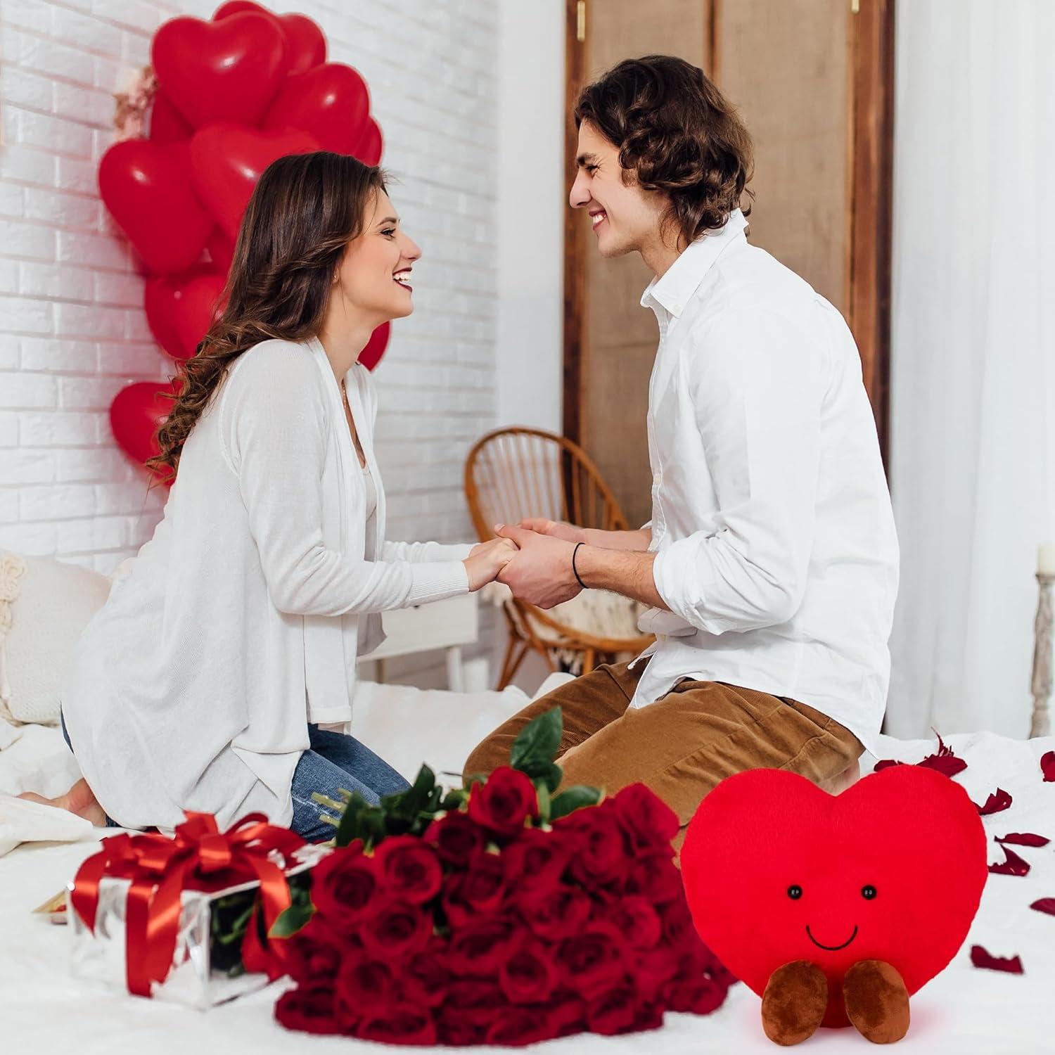 imageArtCreativity Large Heart Stuffed Animal Soft Love Heart Plush Toy with Smile and Little Brown Feet Stuffed Red Heart Toy I Love You Big Plush Heart Pillow Gift for Kids Girlfriend Boyfriend