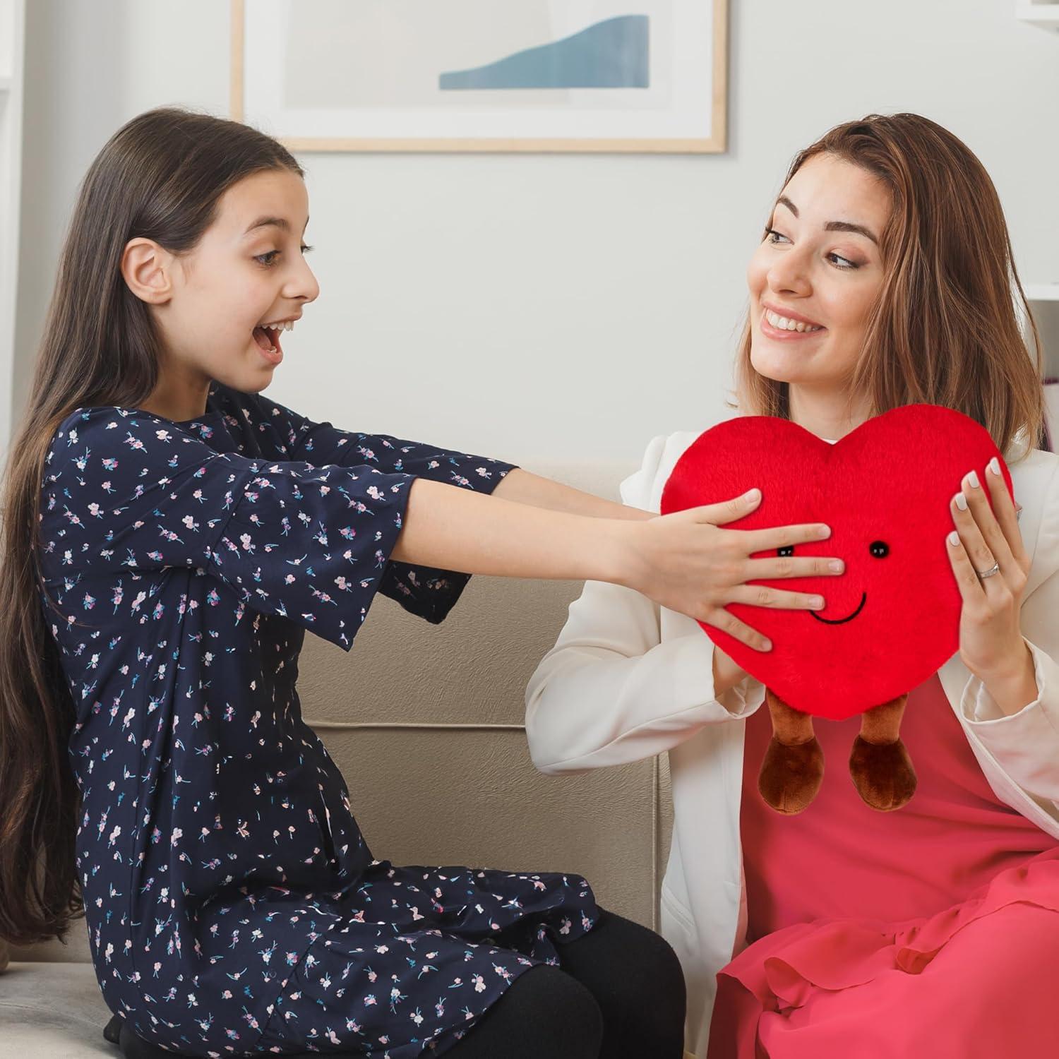 imageArtCreativity Large Heart Stuffed Animal Soft Love Heart Plush Toy with Smile and Little Brown Feet Stuffed Red Heart Toy I Love You Big Plush Heart Pillow Gift for Kids Girlfriend Boyfriend