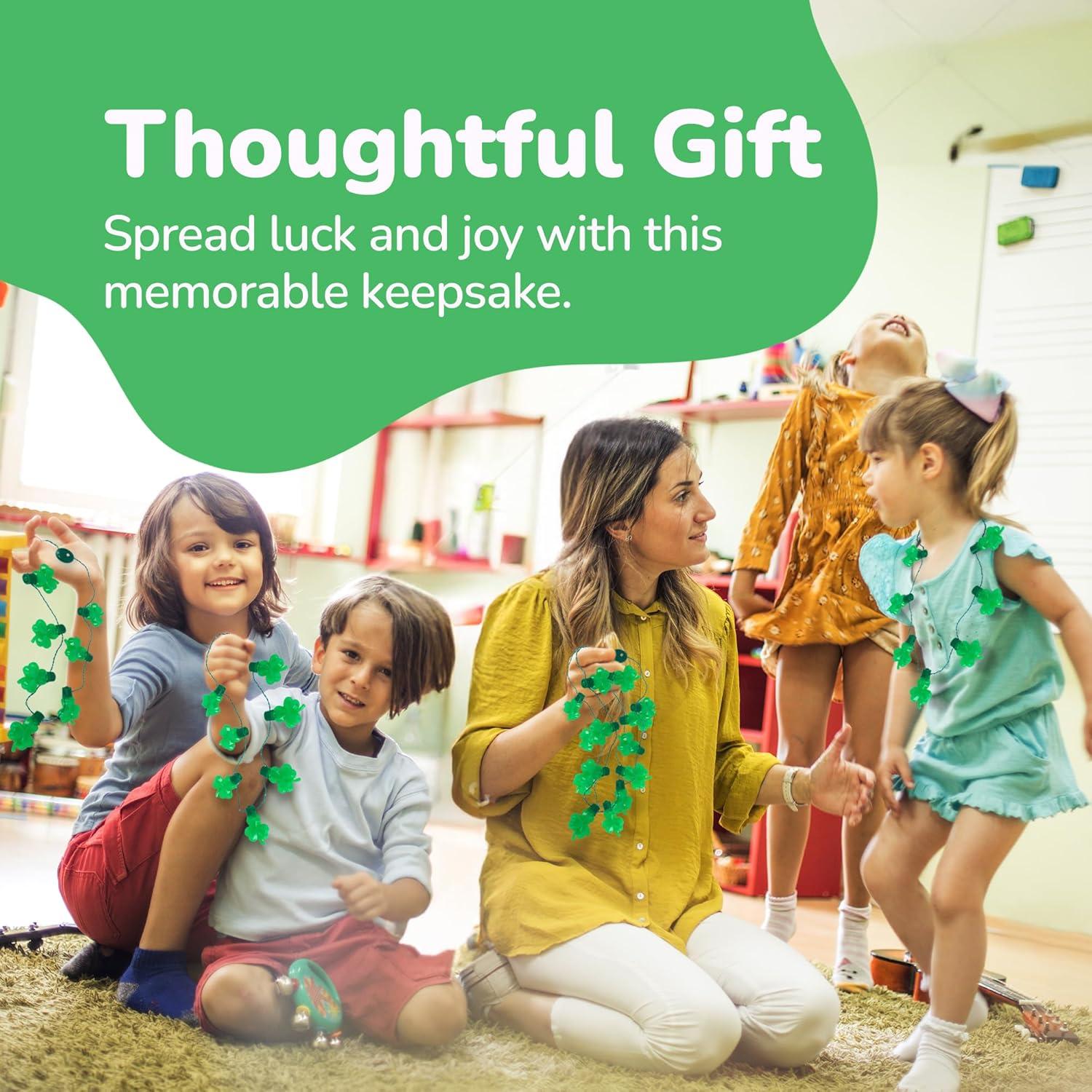 imageArtCreativity St Patricks Day Light Up Shamrock Necklaces Set of 3 St Patricks Day Accessories Green Day Throw Necklace for Mardi Gras Decorations Irish Costume Party Dress Green Party Favors