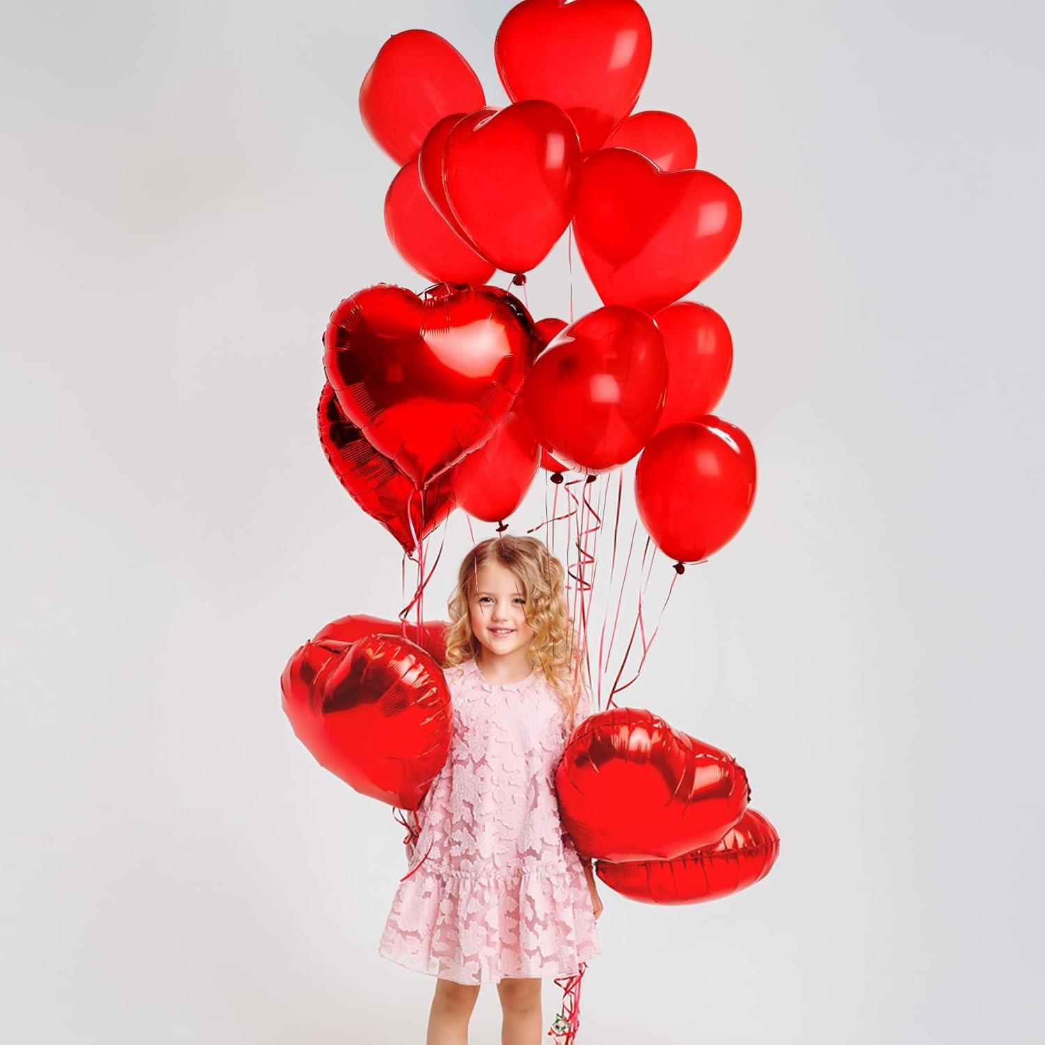 imageArtCreativity Valentines Day Balloons Decorations Valentines Day Kit with Balloons in Teddy Bear I Love You and Heart Shape Designs Artificial Rose Petals Large Valentines Decorations Kit
