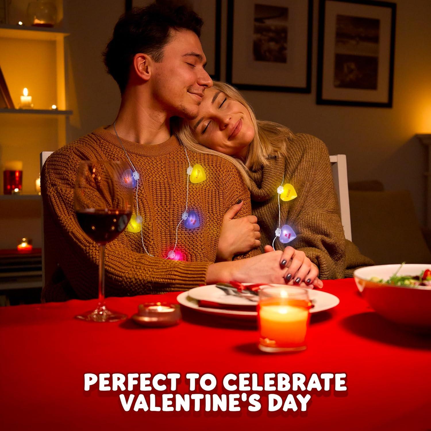 imageArtCreativity Valentines Light Up Necklace Jumbo Heart Necklace with Cute Sayings Lights Up in Multiple Colors Heart Shaped LED Necklace for Girls and Boys Valentines Gifts for Kids