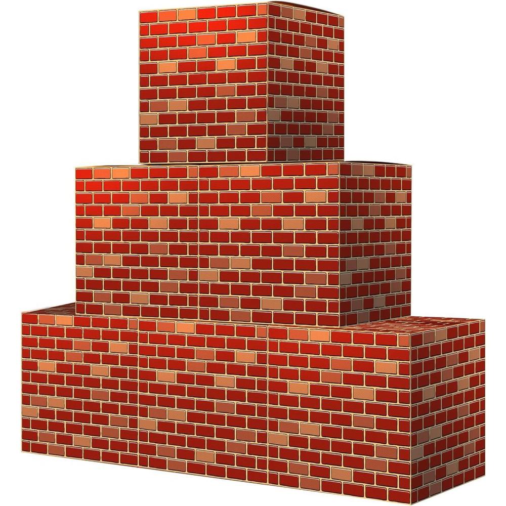 imageArtCreativity Brick Boxes for Gamer Party Decorations Set of 6118 x 118 Inches Brick Box Video Game Birthday Decorations with a Retro Brick Design Easy to Assemble Video Game Party Supplies