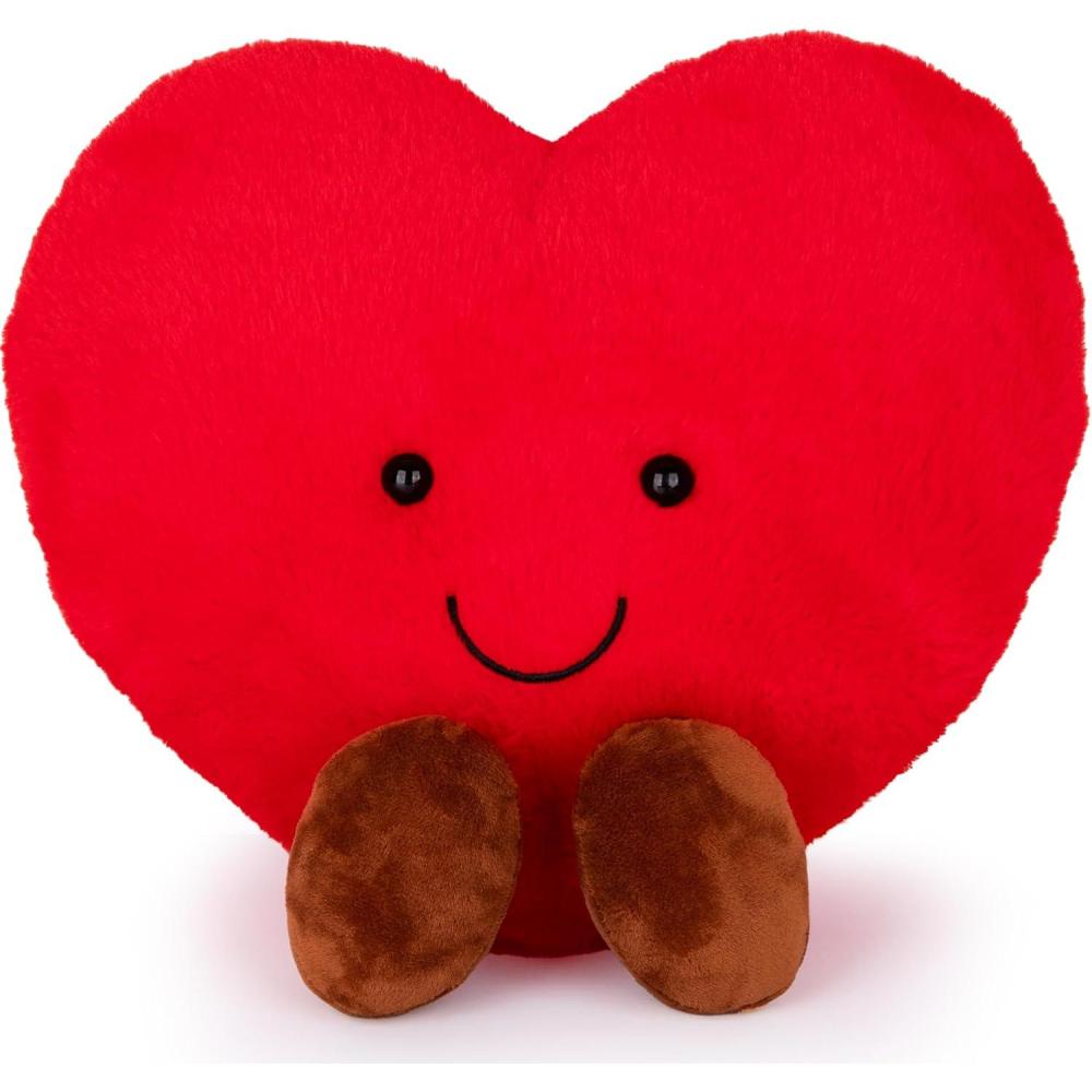 imageArtCreativity Large Heart Stuffed Animal Soft Love Heart Plush Toy with Smile and Little Brown Feet Stuffed Red Heart Toy I Love You Big Plush Heart Pillow Gift for Kids Girlfriend Boyfriend