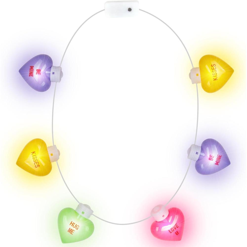 imageArtCreativity Valentines Light Up Necklace Jumbo Heart Necklace with Cute Sayings Lights Up in Multiple Colors Heart Shaped LED Necklace for Girls and Boys Valentines Gifts for Kids