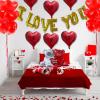ArtCreativity Valentines Day Balloons Decorations – Valentines Day Kit with Balloons in Teddy Bear, I Love You, and Heart Shape Designs – Artificial Rose Petals – Large Valentines Decorations Kit