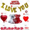 ArtCreativity Valentines Day Balloons Decorations – Valentines Day Kit with Balloons in Teddy Bear, I Love You, and Heart Shape Designs – Artificial Rose Petals – Large Valentines Decorations Kit