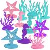 24 PCS Mermaid Centerpieces for Tables – Felt Mermaid Table Decorations – Centerpieces for Under the Sea, Mermaid, and Ocean Themed Party Decor – Starfish, Coral, Seahorse, and Seagrass Designs