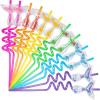ArtCreativity 24 PCS Mermaid Straw Party Favors – Mermaid Tail Drinking Straws with Fruit & Star Confetti – Mermaid Party Favor Supplies with Cleaning Brushes for Birthdays, Sea Themed Party Favors