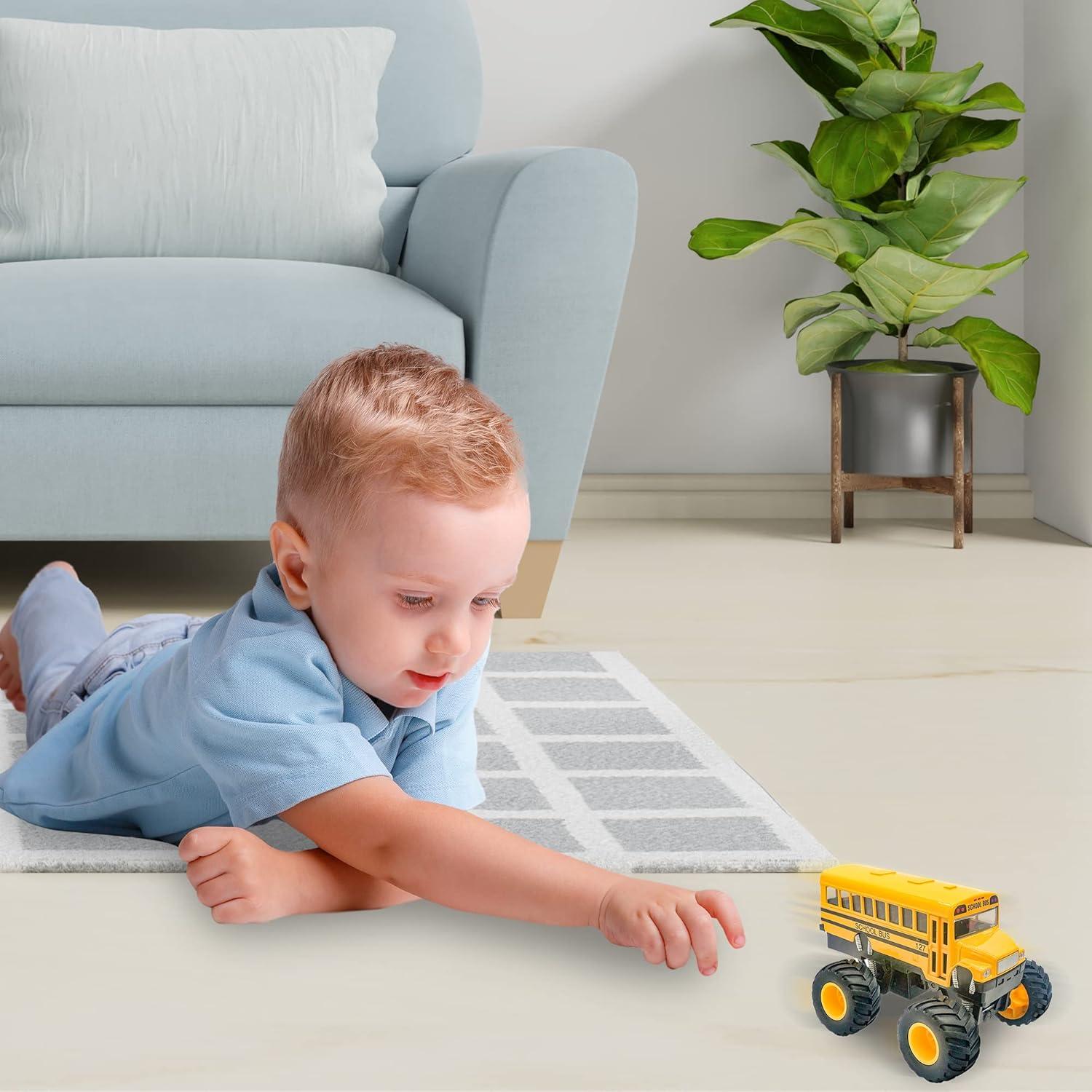 imageArtCreativity 5 Inch Pullback School Bus Toy Set Set of 2 Includes 2 Yellow School Buses with Monster Wheels Diecast Bus Playset with Pullback Mechanisms Great Gift Idea for Boys and Girls1 Pack