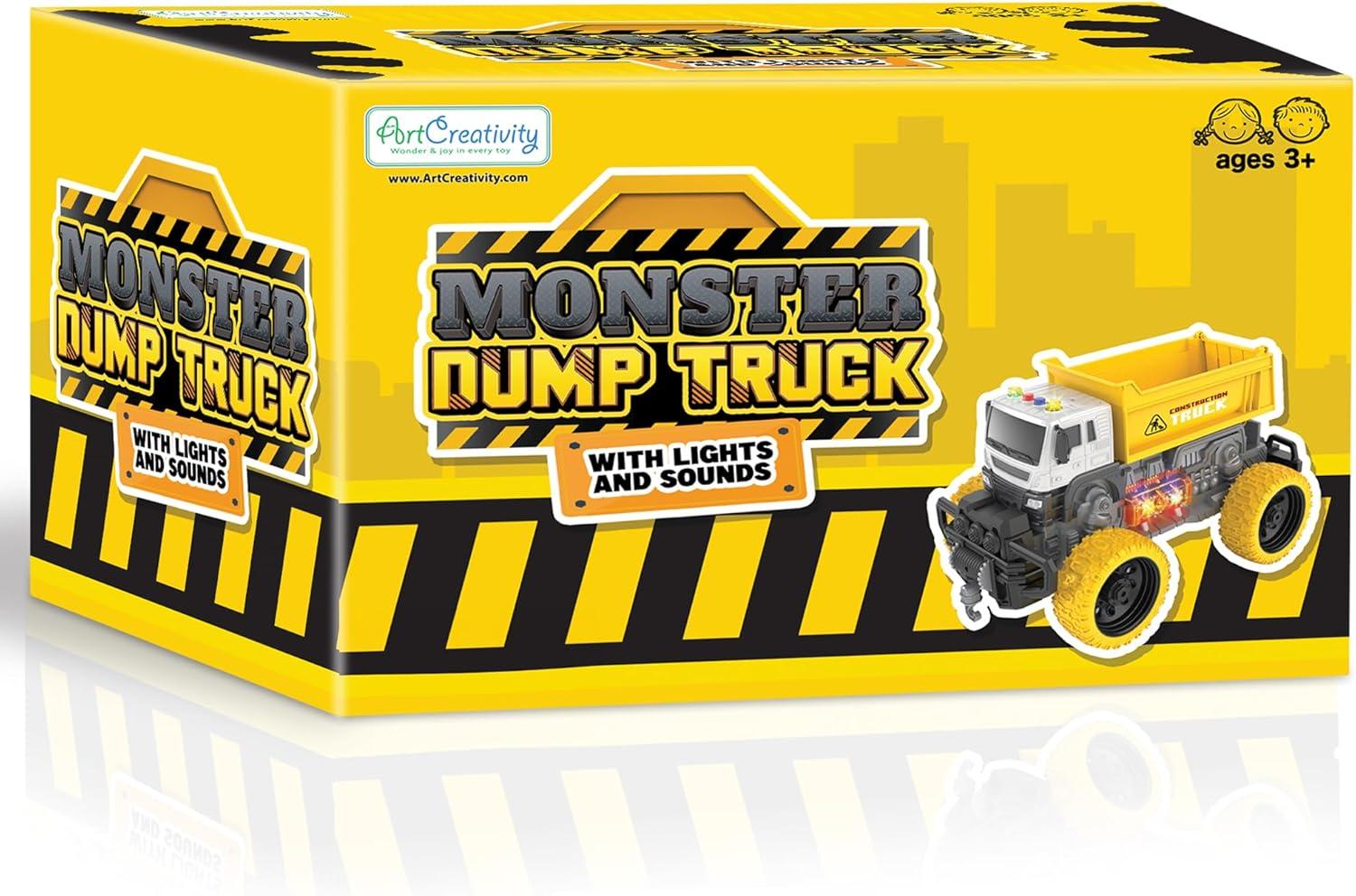 imageArtCreativity Large Dump Truck Toy for Kids Big Dump Truck Toy with Giant Yellow Wheels Features Sounds ampamp Lights Big Trucks for Boys 3 4 5 6 7 Large Construction Toys for Indoor and Outdoor Play