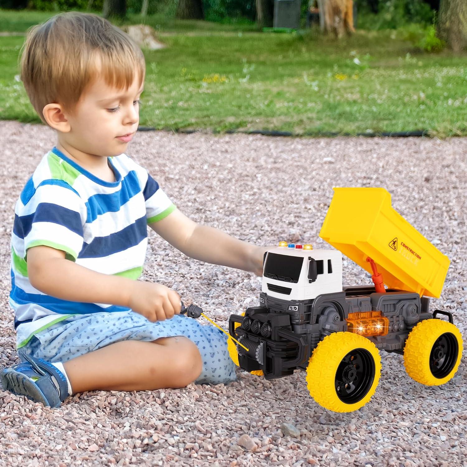 imageArtCreativity Large Dump Truck Toy for Kids Big Dump Truck Toy with Giant Yellow Wheels Features Sounds ampamp Lights Big Trucks for Boys 3 4 5 6 7 Large Construction Toys for Indoor and Outdoor Play