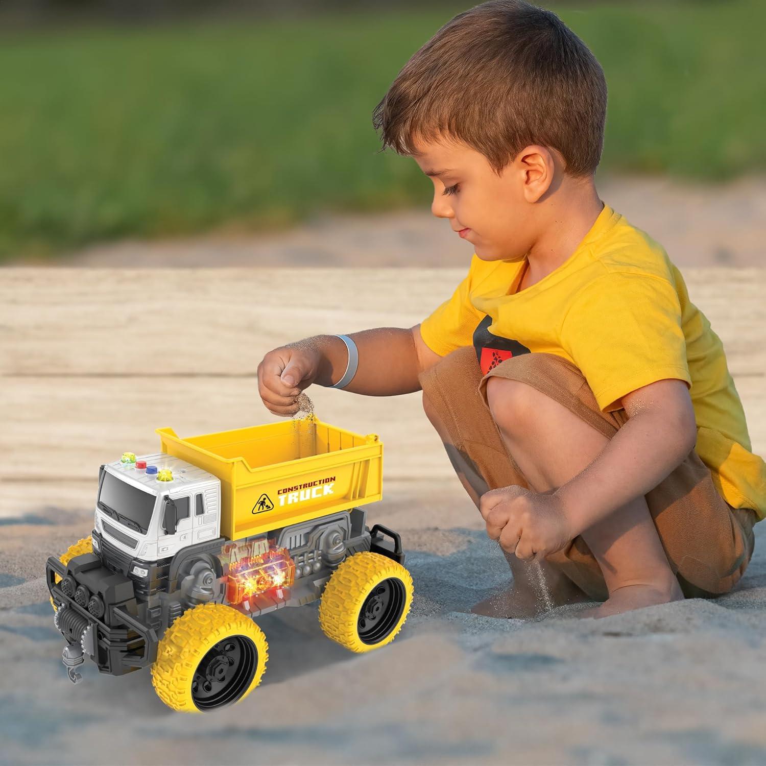 imageArtCreativity Large Dump Truck Toy for Kids Big Dump Truck Toy with Giant Yellow Wheels Features Sounds ampamp Lights Big Trucks for Boys 3 4 5 6 7 Large Construction Toys for Indoor and Outdoor Play