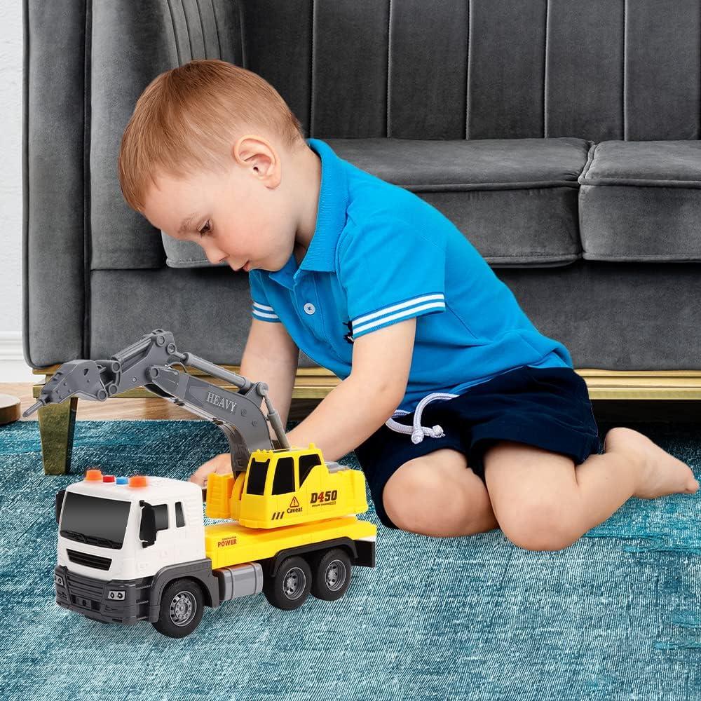 imageArtCreativity Light Up Cement Truck Cement Mixer Toy Truck with Lights Sounds and Rotating Barrel Push and Go Kids Construction Toys Construction Vehicle Toys for Boys and Girls Ages 3 and UpExcavation Truck