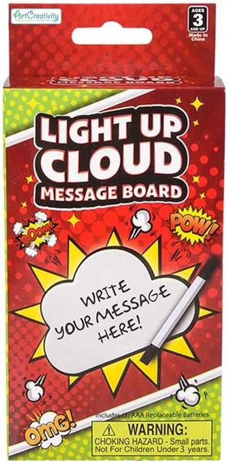 imageArtCreativity Light Up Cloud Message Board with Dry Erase Marker Backlit Tabletop Writing Board for Kids Unique Room and Office Desk Dcor Battery Operated Night Light for Children