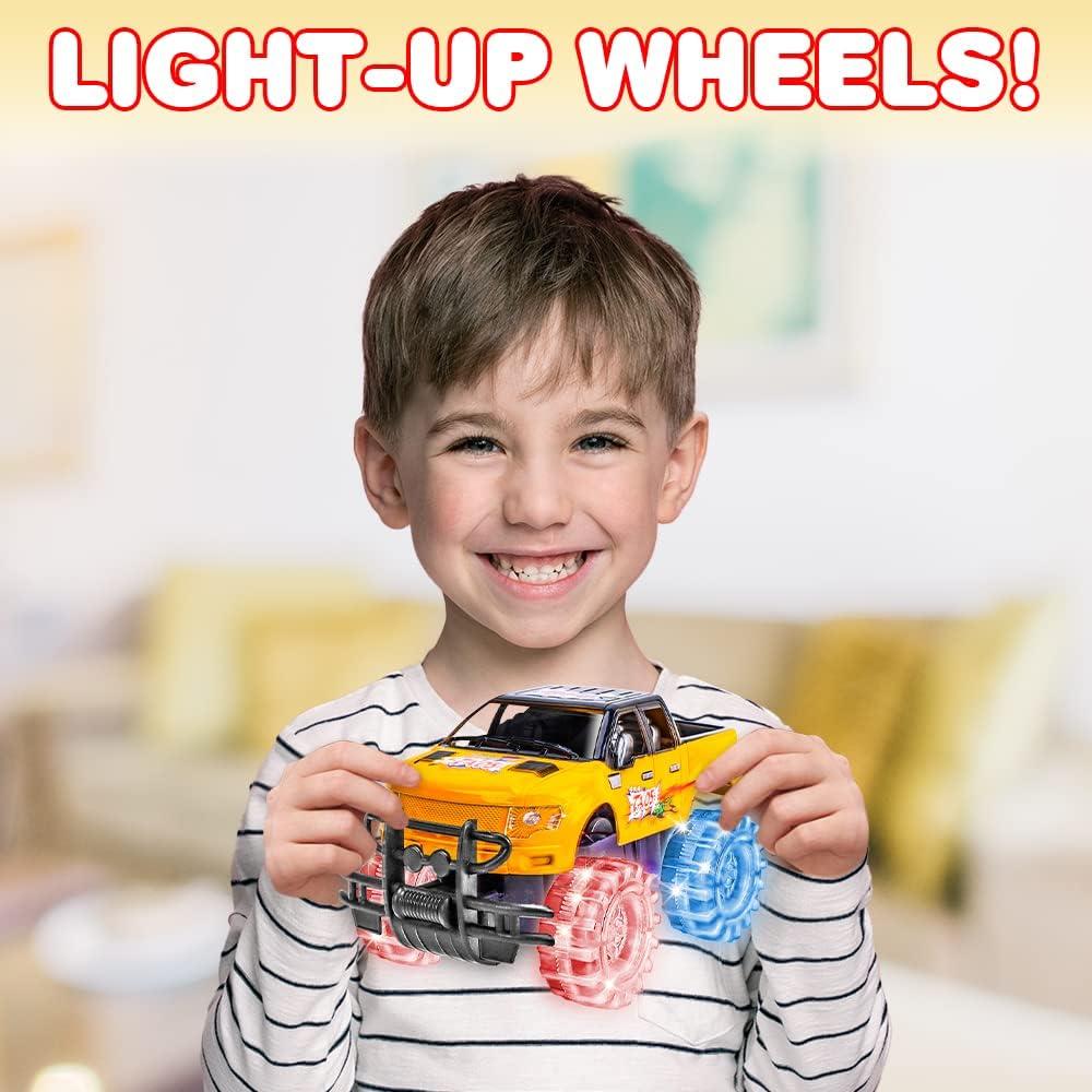 imageArtCreativity Light Up Green Monster Truck 1 Piece 8 Inch Toy Monster Truck with Flashing LED Tires and Batteries Push n Go Car Toys for Kids Fun Gift for Boys and Girls Ages 3 and UpYellow