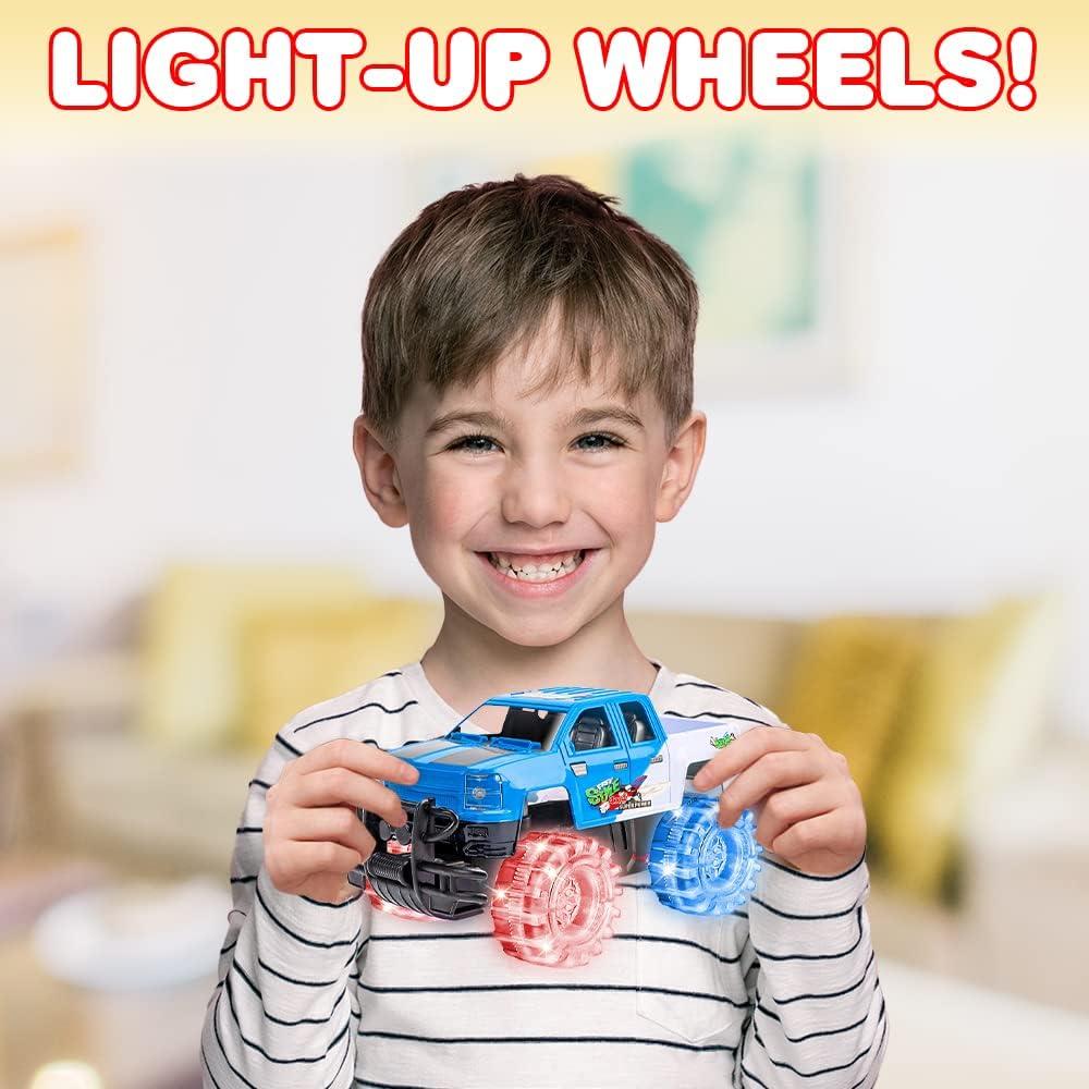 imageArtCreativity Light Up Green Monster Truck 1 Piece 8 Inch Toy Monster Truck with Flashing LED Tires and Batteries Push n Go Car Toys for Kids Fun Gift for Boys and Girls Ages 3 and UpBlue