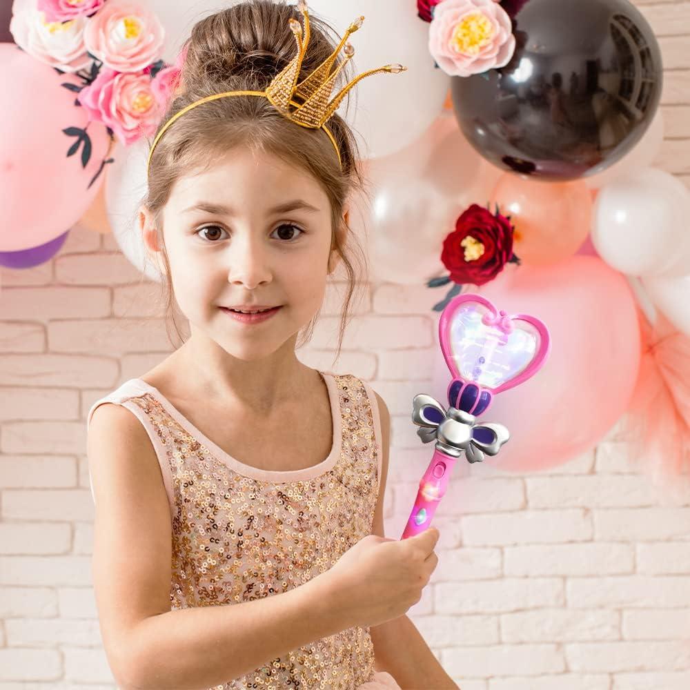 imageArtCreativity Light Up Heart Wand for Kids 135Inch Magical Princess Wand with Spinning LEDs ampamp Sound Perfect Valentines Day Gift for Girls Toy Wands for Kids Pink Light Up PrincessLight Up Heart Wand